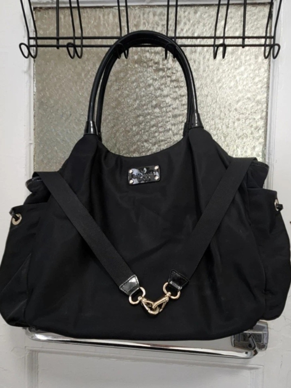 Kate Spade Classic Black Diaper Shoulder Tote with Detachable Strap